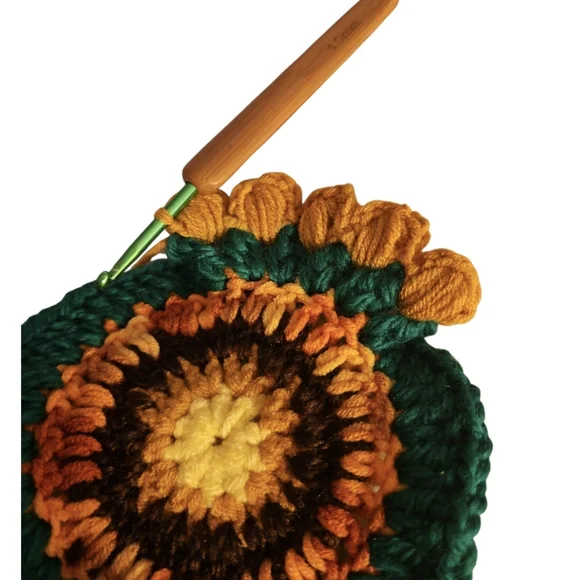 Hand Crafted 2pc Set Crochet Sunflower Coaster Home Decor Floral Retro Mug Rug - Picture 17 of 17